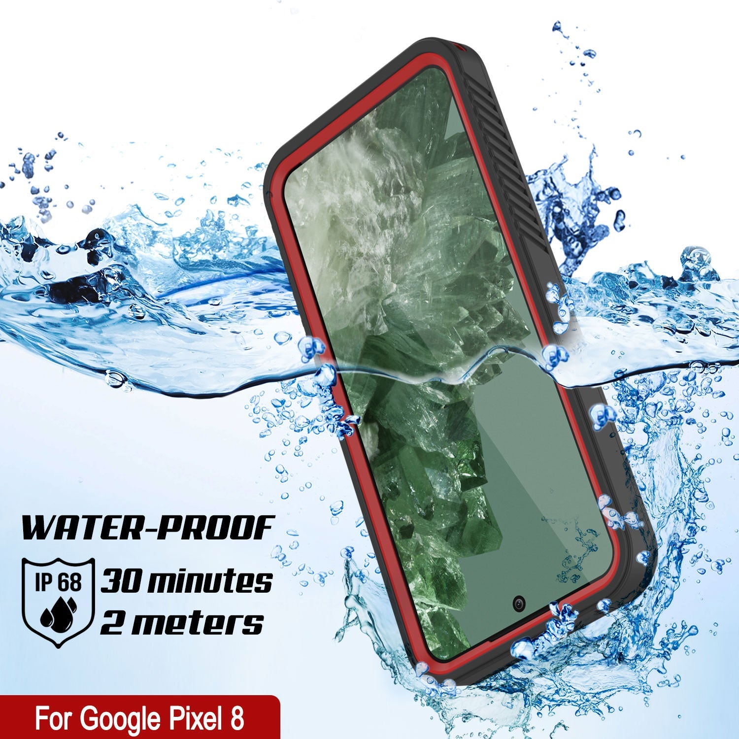 Google Pixel 8  Waterproof Case, Punkcase [Extreme Series] Armor Cover W/ Built In Screen Protector [Red]