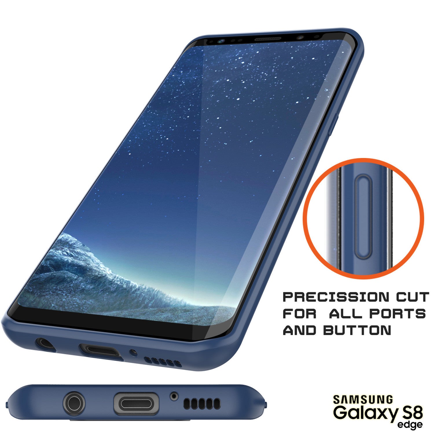 Galaxy S8 Case, Punkcase [MASK Series] [NAVY] Full Body Hybrid Dual Layer TPU Cover W/ Protective PUNKSHIELD Screen Protector