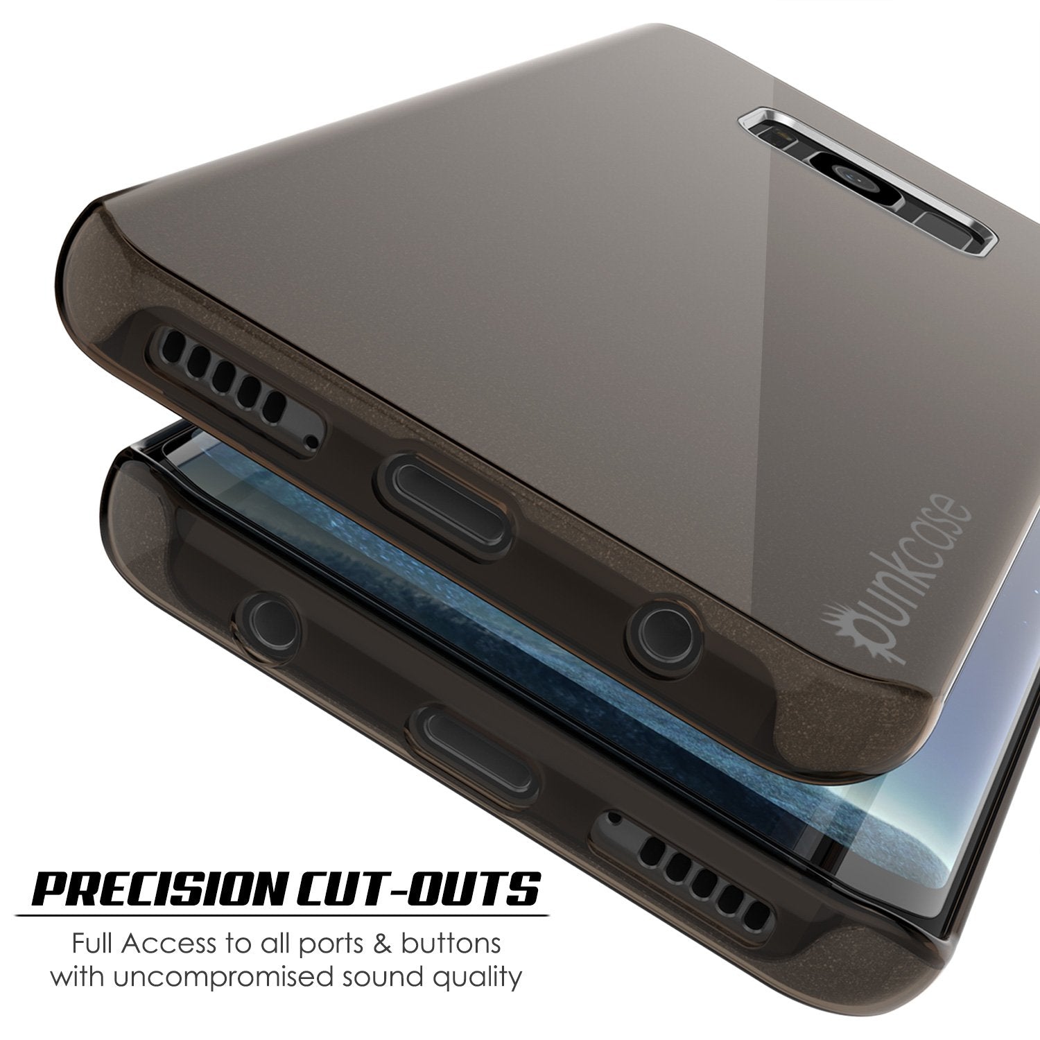Galaxy S8 Case, Punkcase Galactic 2.0 Series Ultra Slim Protective Armor TPU Cover w/ PunkShield Screen Protector [Black/grey]