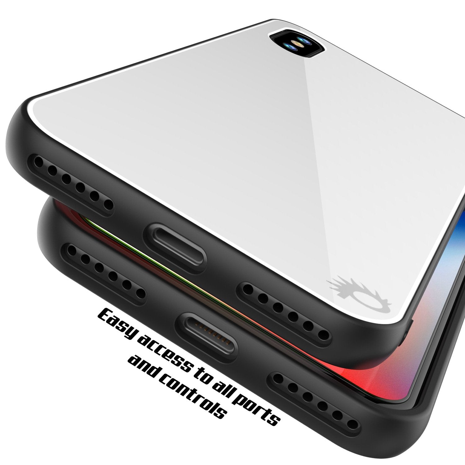 iPhone X Case, Punkcase GlassShield Ultra Thin Protective 9H Full Body Tempered Glass Cover W/ Drop Protection & Non Slip Grip for Apple iPhone 10 [White]