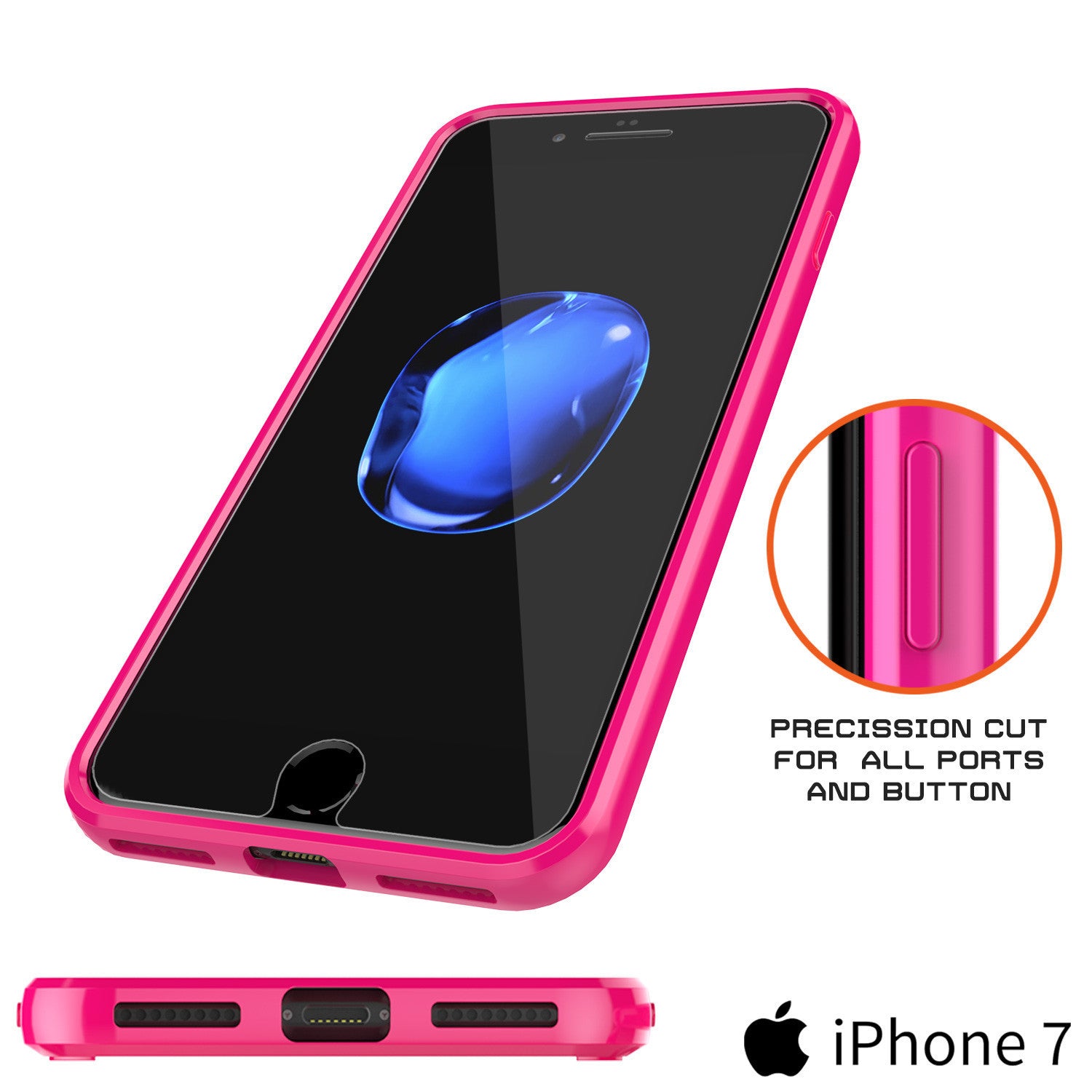 PUNKCASE - Lucid 2.0 Series Slick Frame Case for Apple IPhone 7+ Plus | Pink