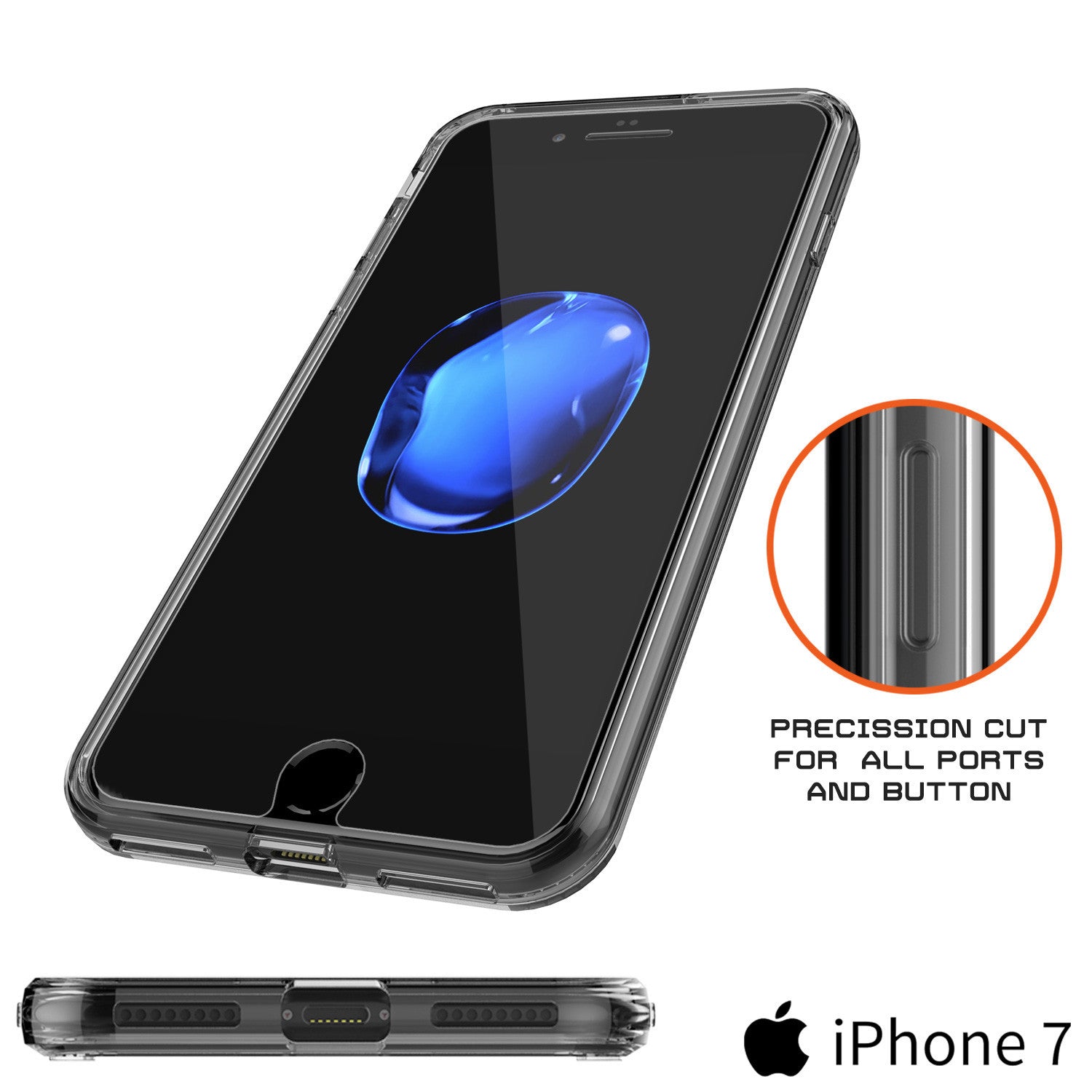 PUNKCASE - Lucid 2.0 Series Slick Frame Case for Apple IPhone 7 | Crystal Black