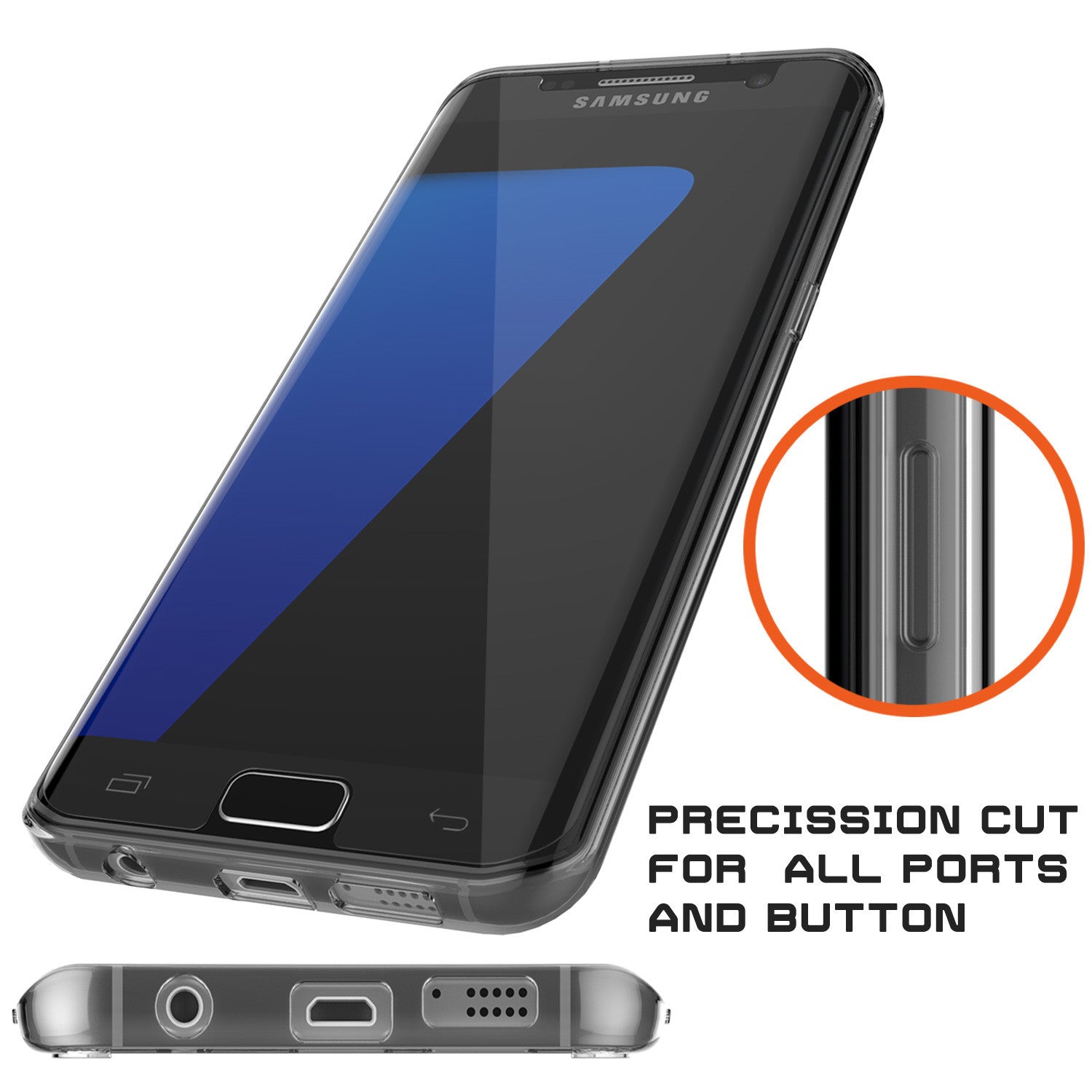 PUNKCASE - Lucid 2.0 Series Slick Frame Case for Samsung S7 Edge | Crystal Black