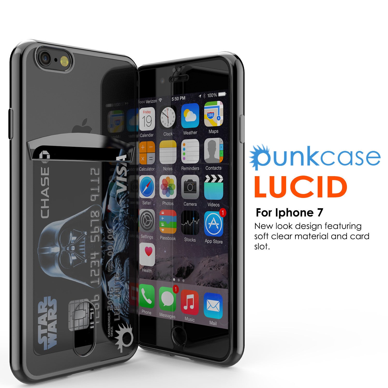 PUNKCASE - Lucid Series Premium Impact Case for Apple IPhone 7+ Plus | Black