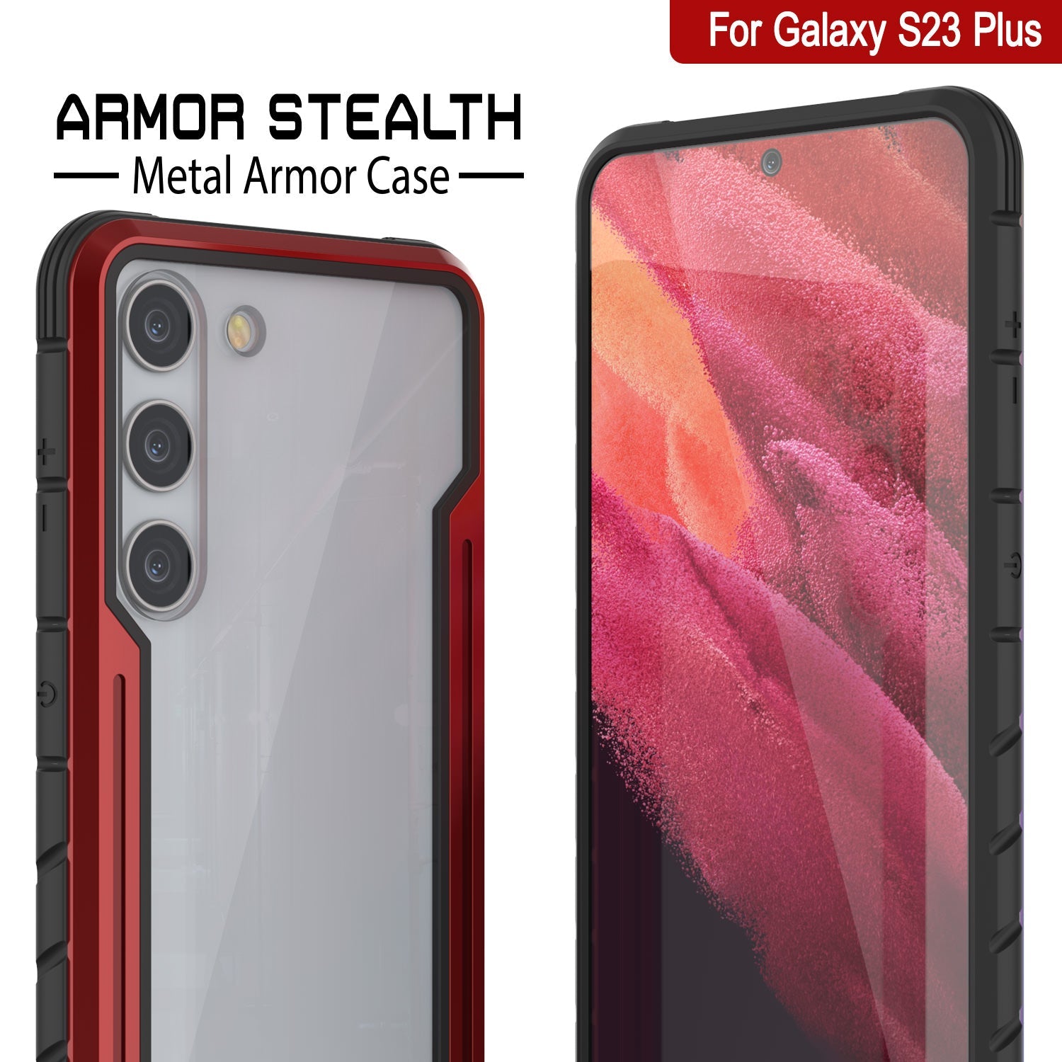 Punkcase S23+ Plus Armor Stealth Case Protective Military Grade Multilayer Cover [Red]