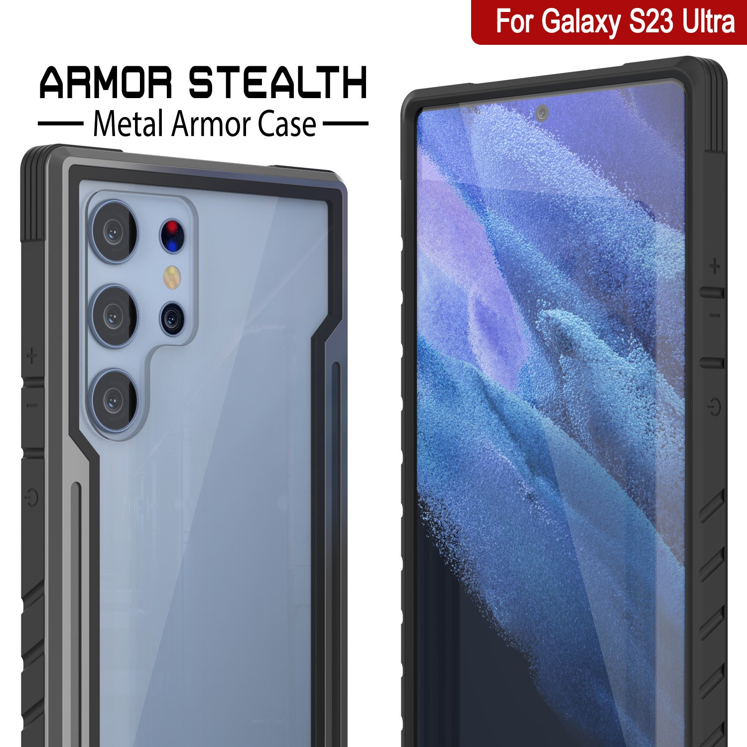 Punkcase S23 Ultra Armor Stealth Case Protective Military Grade Multilayer Cover [Grey-Black]
