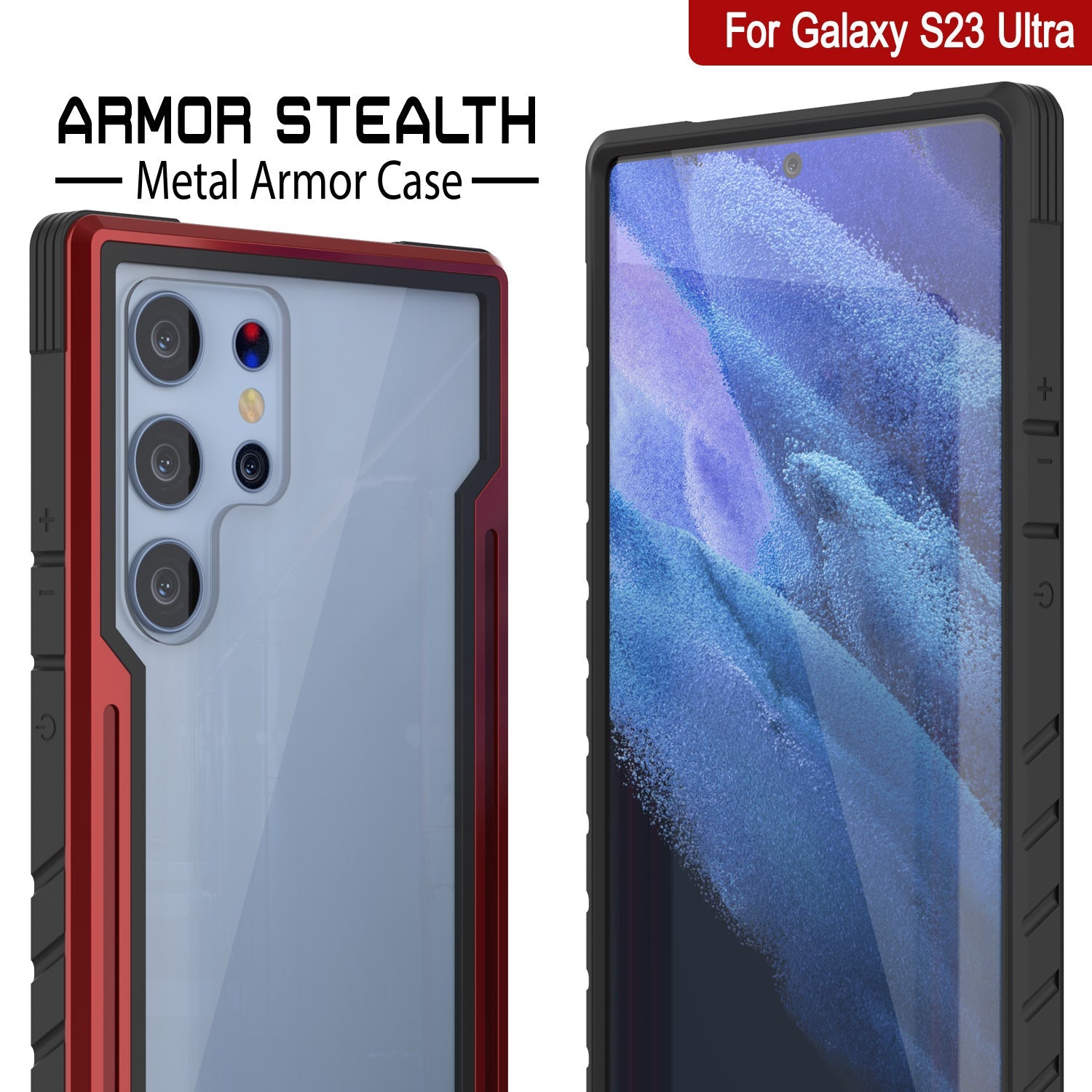 Punkcase S23 Ultra Armor Stealth Case Protective Military Grade Multilayer Cover [Red]