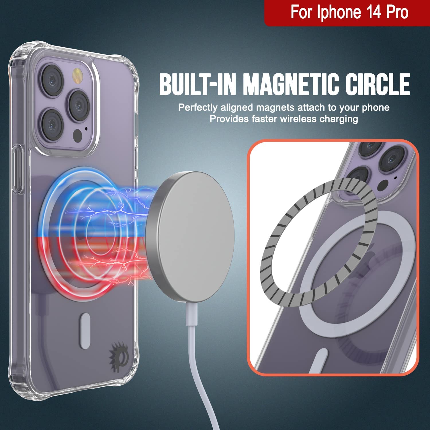 Punkcase iPhone 15 Pro Magnetic Wireless Charging Case [ClearMag Series]