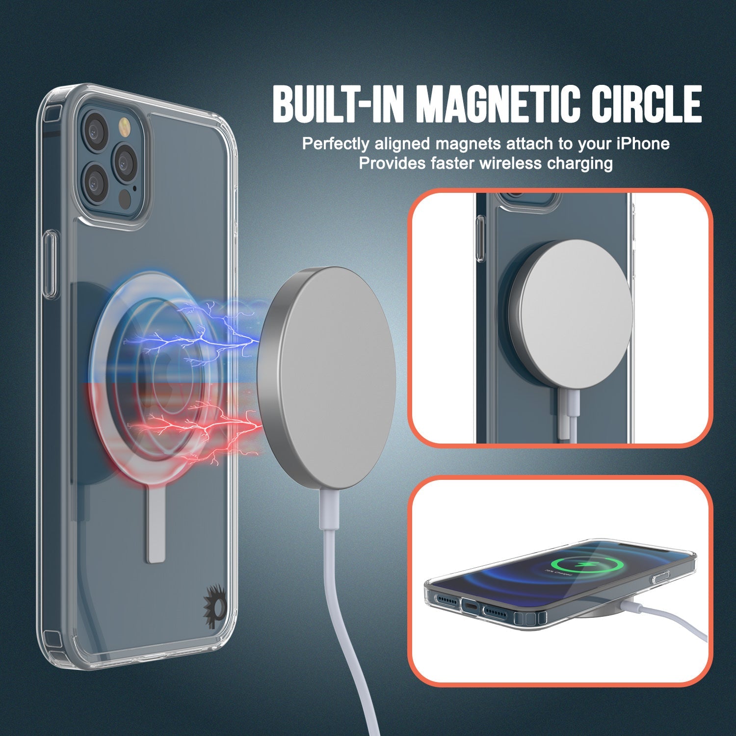Punkcase iPhone 12 Pro Magnetic Wireless Charging Case [ClearMag Series]