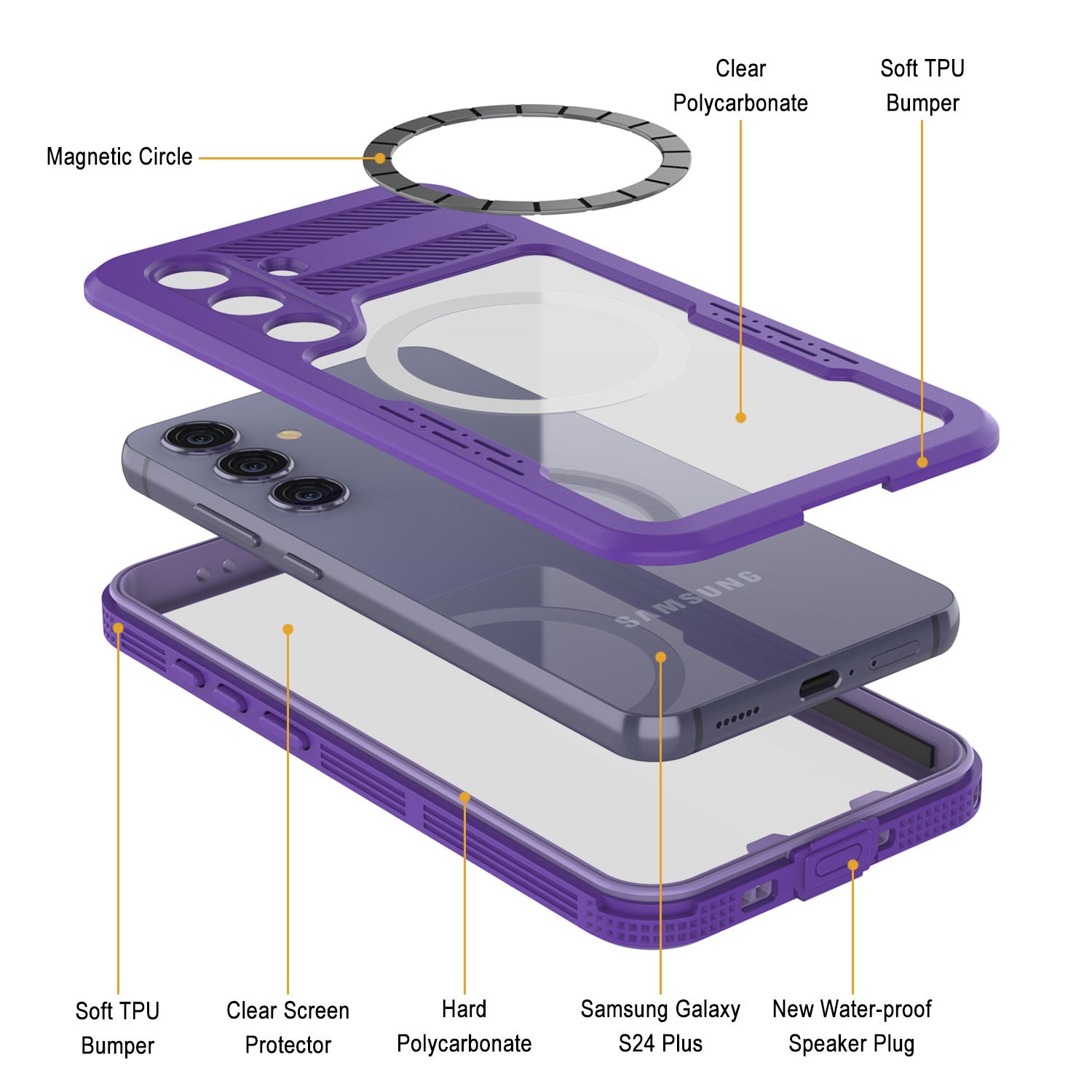 Galaxy S24+ Plus Waterproof Case [Alpine 2.0 Series] [Slim Fit] [IP68 Certified] [Shockproof] [Purple]