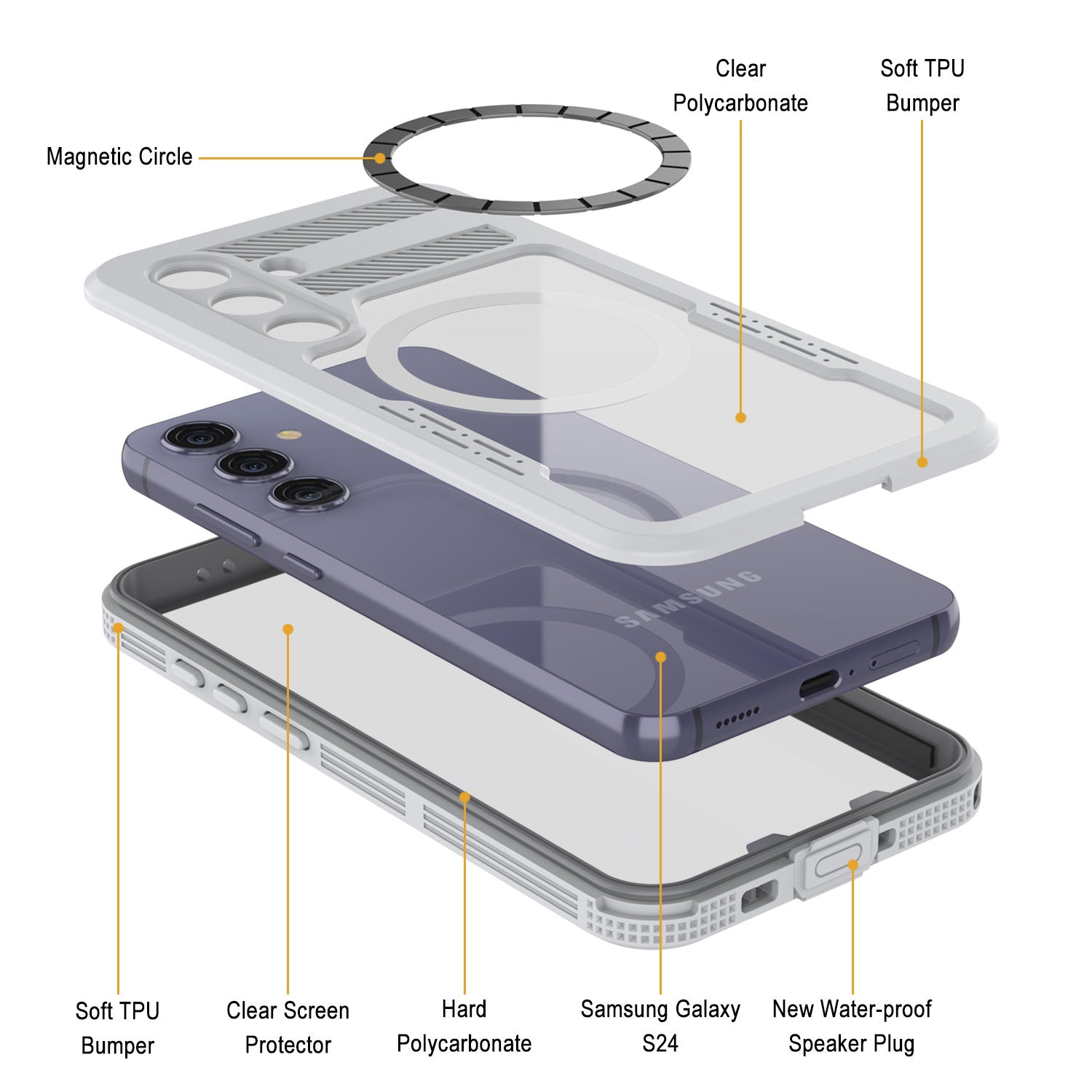 Galaxy S24 Waterproof Case [Alpine 2.0 Series] [Slim Fit] [IP68 Certified] [Shockproof] [White]