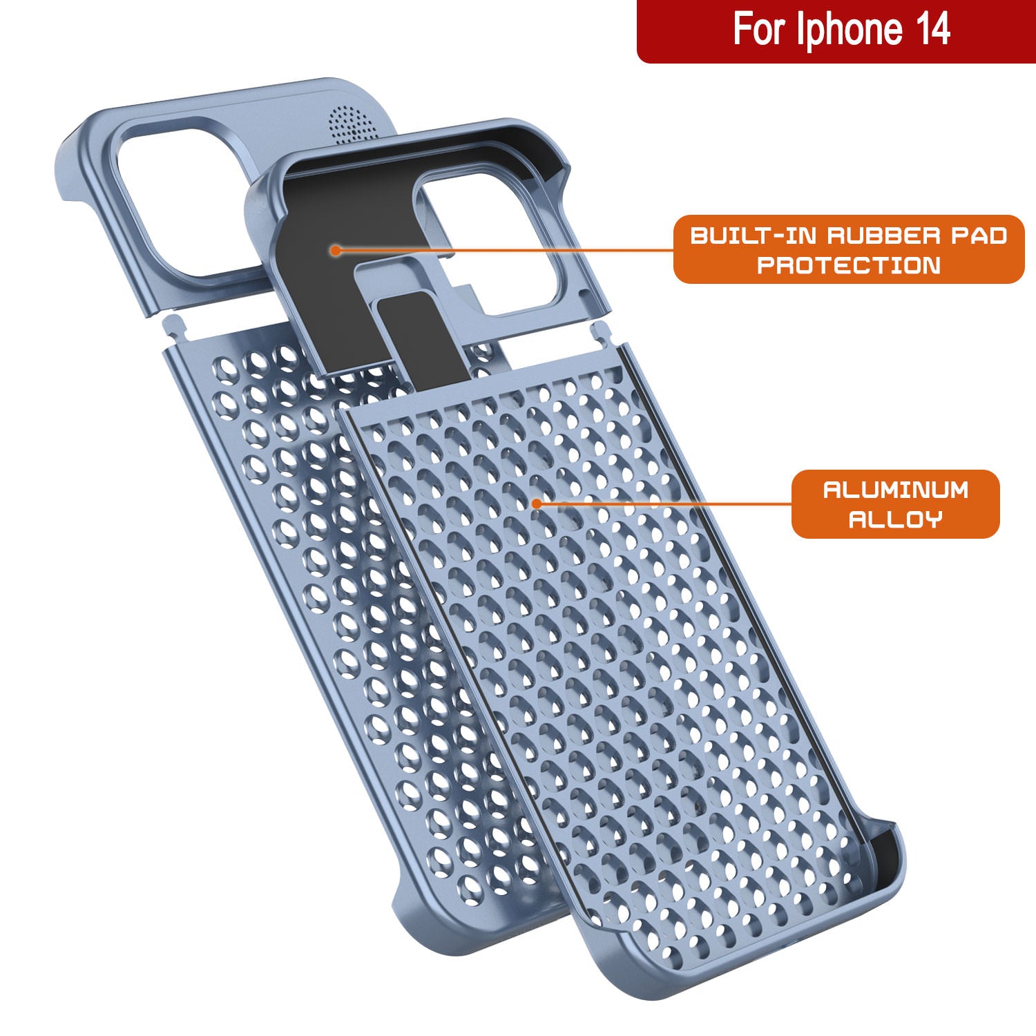PunkCase for iPhone 14 Aluminum Alloy Case [Fortifier Extreme Series] Ultra Durable Cover [Blue]