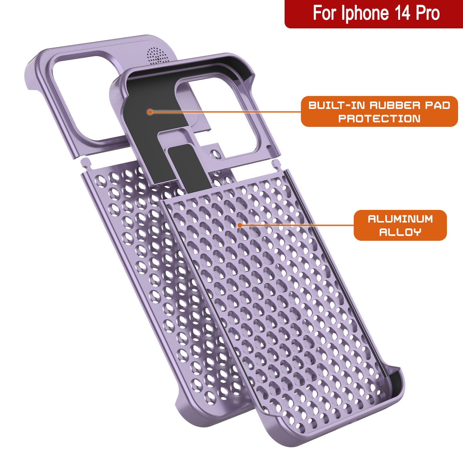 PunkCase for iPhone 14 Pro Aluminum Alloy Case [Fortifier Extreme Series] Ultra Durable Cover [Liliac]