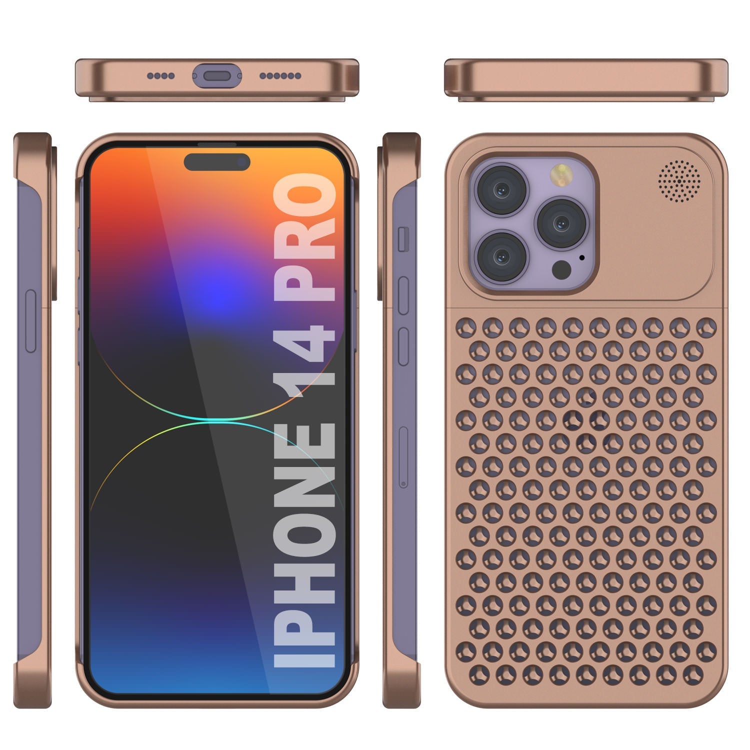 PunkCase for iPhone 14 Pro Aluminum Alloy Case [Fortifier Extreme Series] Ultra Durable Cover [Bronze]