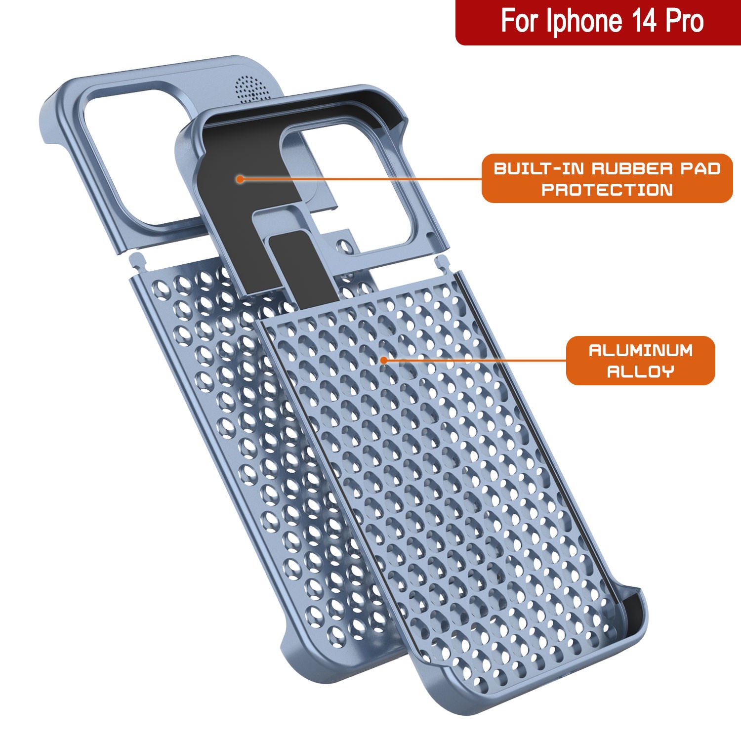 PunkCase for iPhone 14 Pro Aluminum Alloy Case [Fortifier Extreme Series] Ultra Durable Cover [Blue]