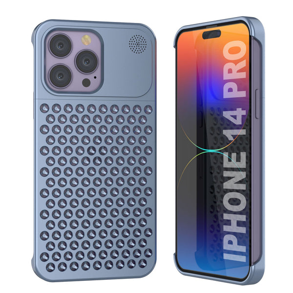 PunkCase for iPhone 14 Pro Aluminum Alloy Case [Fortifier Extreme Series] Ultra Durable Cover [Blue]
