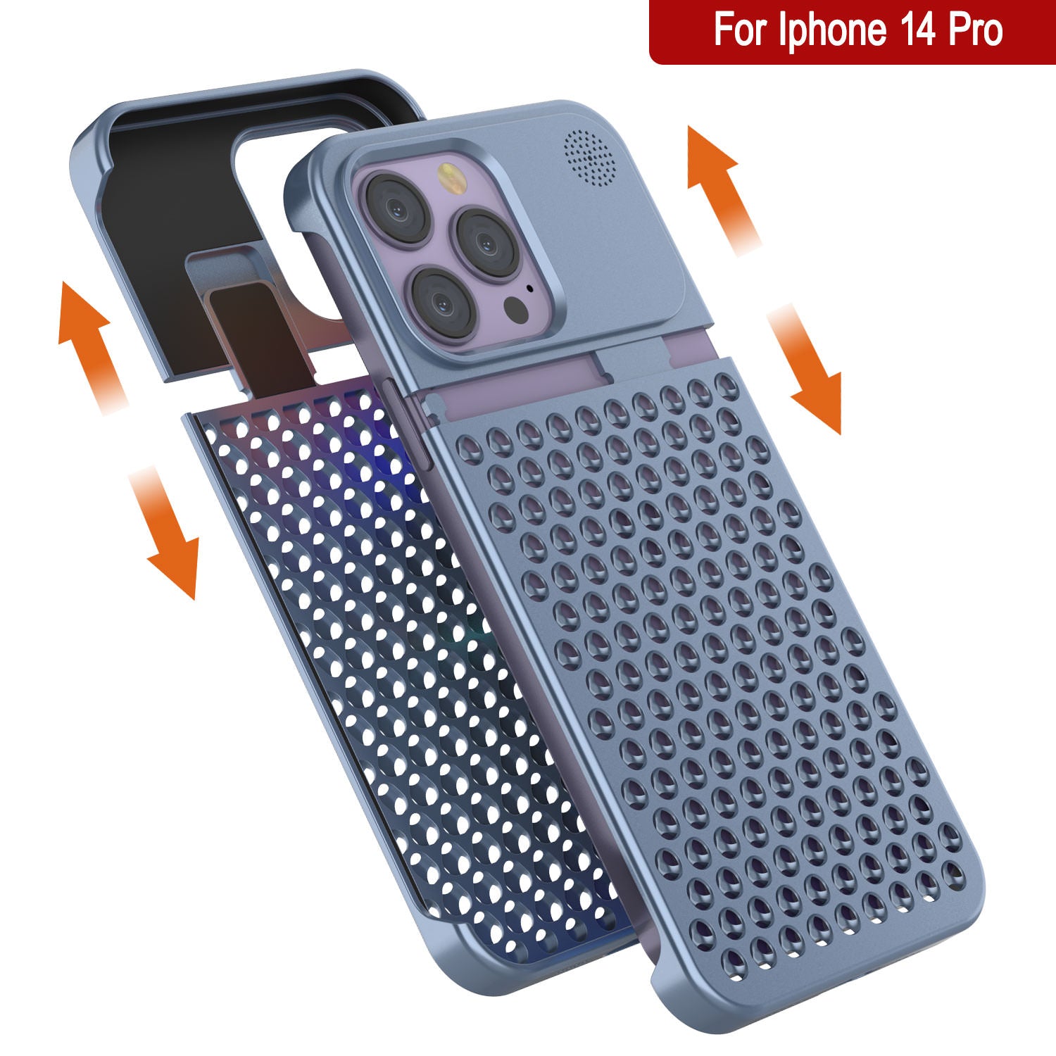 PunkCase for iPhone 14 Pro Aluminum Alloy Case [Fortifier Extreme Series] Ultra Durable Cover [Blue]