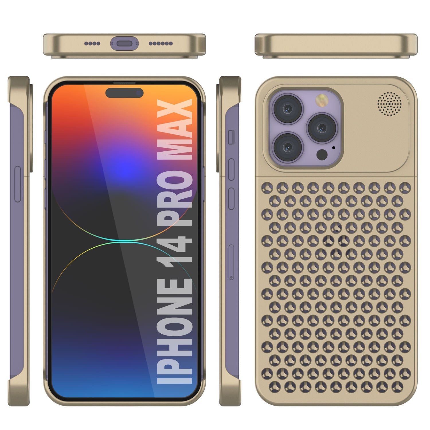 PunkCase for iPhone 14 Pro Max Aluminum Alloy Case [Fortifier Extreme Series] Ultra Durable Cover [Gold]