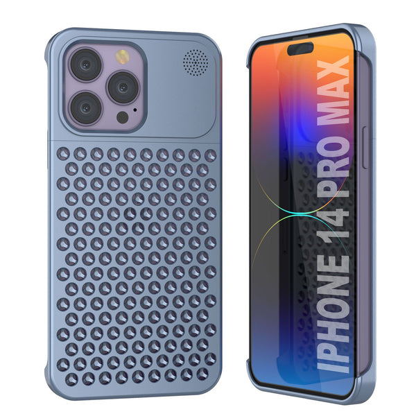 PunkCase for iPhone 14 Pro Max Aluminum Alloy Case [Fortifier Extreme Series] Ultra Durable Cover [Blue]
