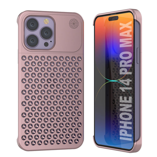 PunkCase for iPhone 14 Pro Max Aluminum Alloy Case [Fortifier Extreme Series] Ultra Durable Cover [Rose-Gold]
