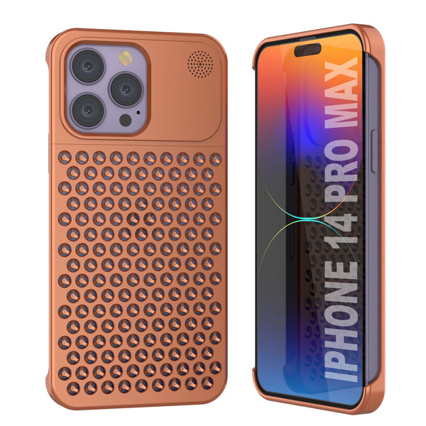 PunkCase for iPhone 14 Pro Max Aluminum Alloy Case [Fortifier Extreme Series] Ultra Durable Cover [Orange]