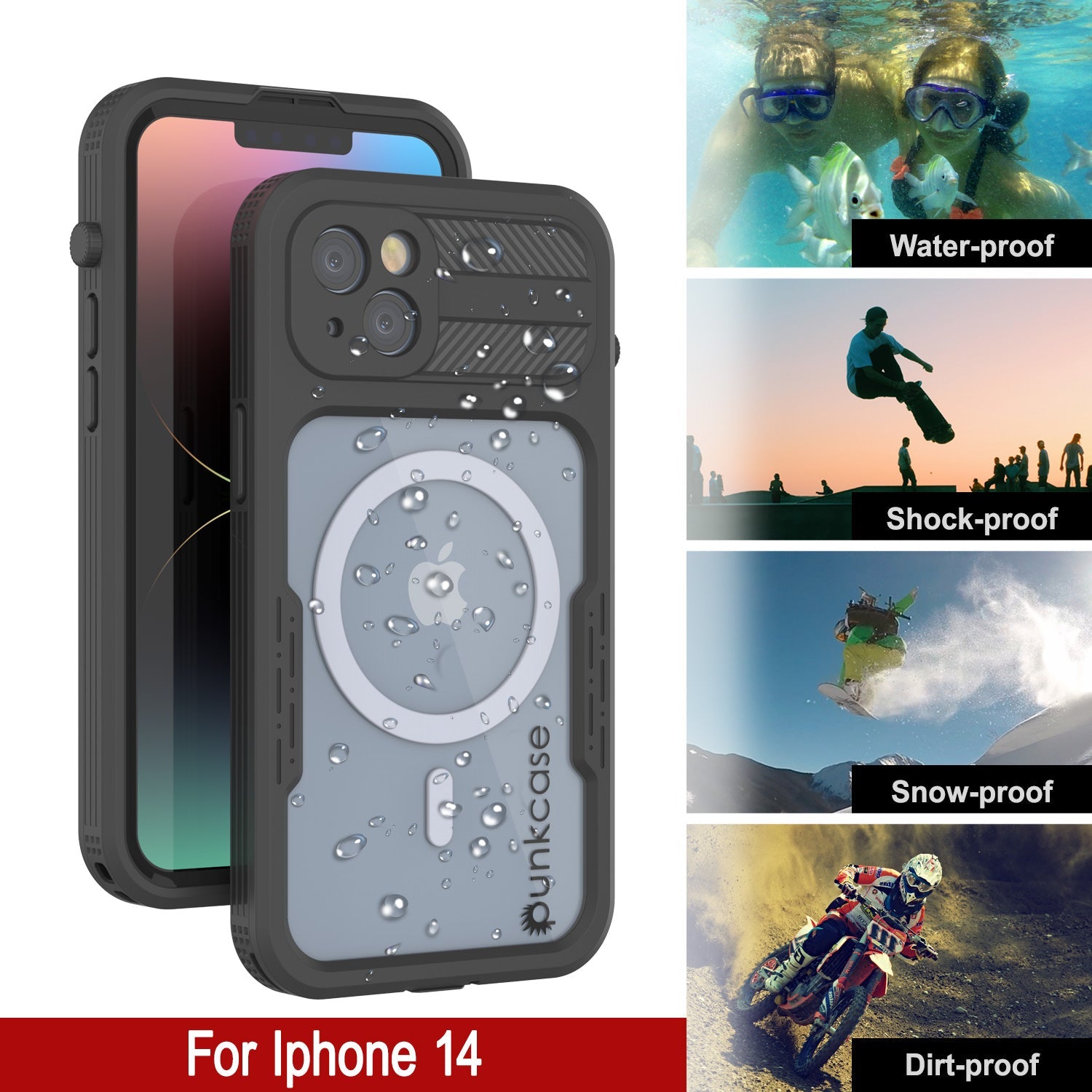 iPhone 14 Waterproof Case [Alpine 2.0 Series] [Slim Fit] [IP68 Certified] [Shockproof] [Black]