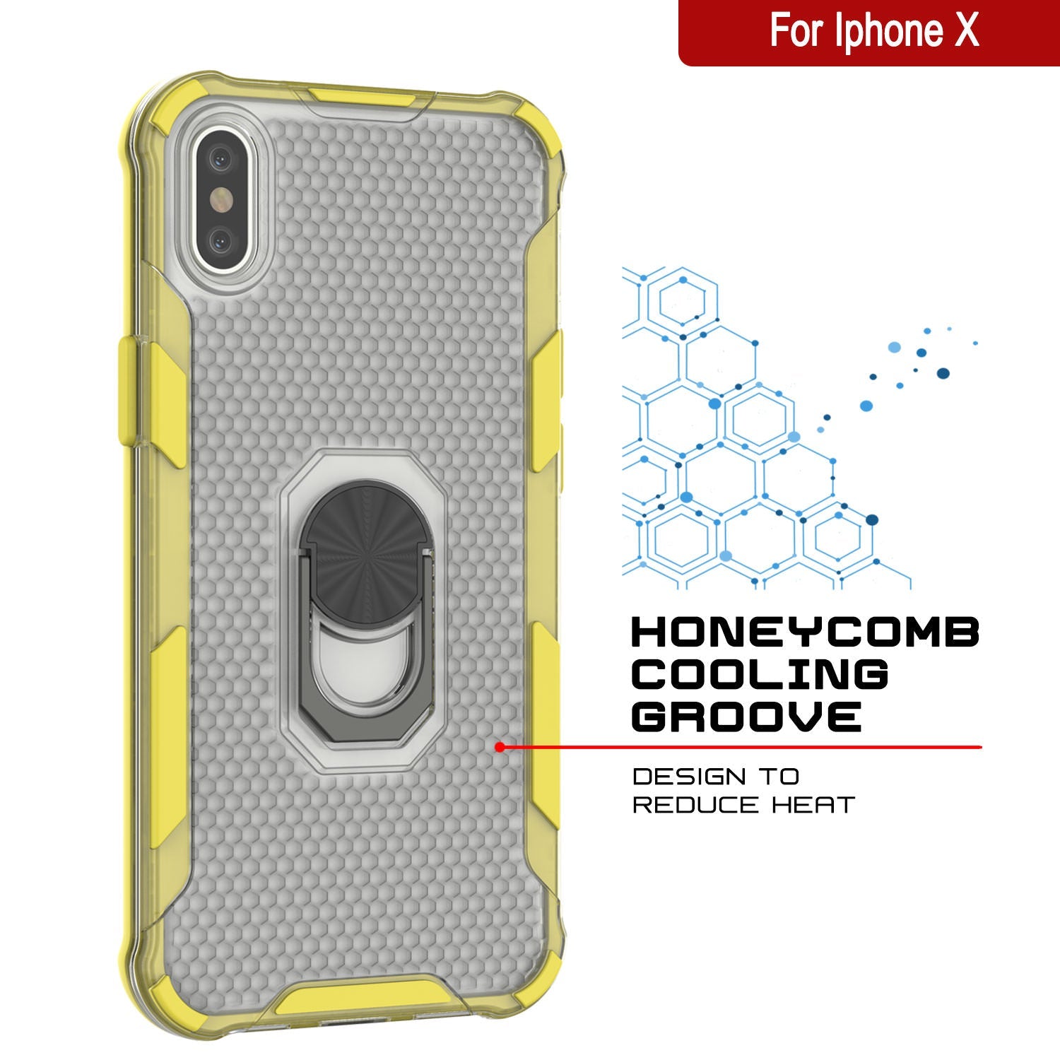 PunkCase for iPhone X Case [Magnetix 2.0 Series] Clear Protective TPU Cover W/Kickstand [Yellow]