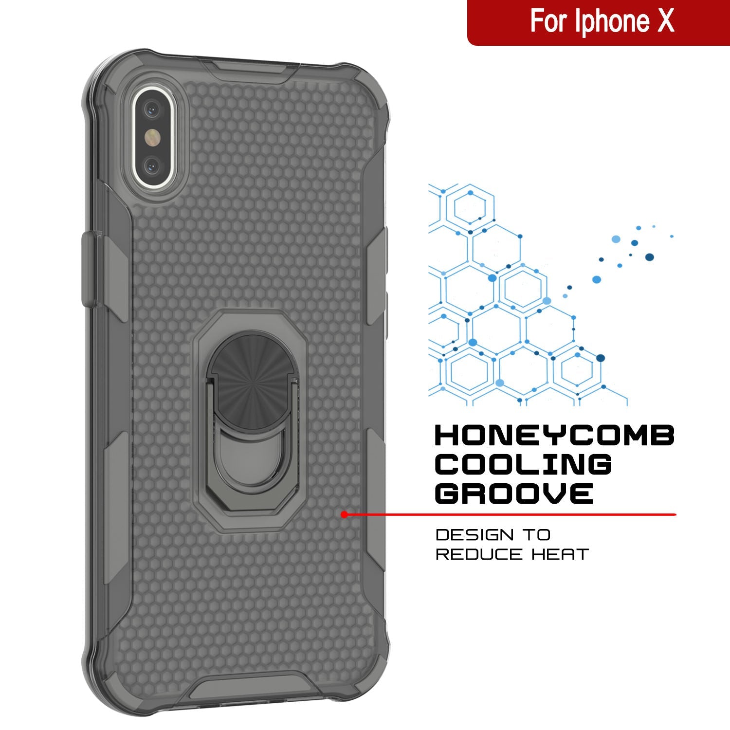 PunkCase for iPhone X Case [Magnetix 2.0 Series] Clear Protective TPU Cover W/Kickstand [Grey]