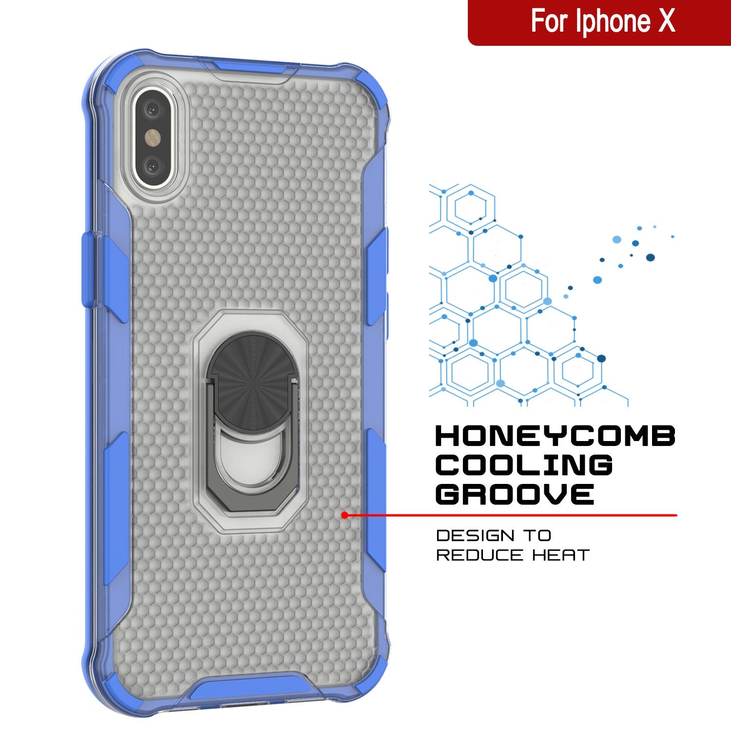 PunkCase for iPhone X Case [Magnetix 2.0 Series] Clear Protective TPU Cover W/Kickstand [Blue]