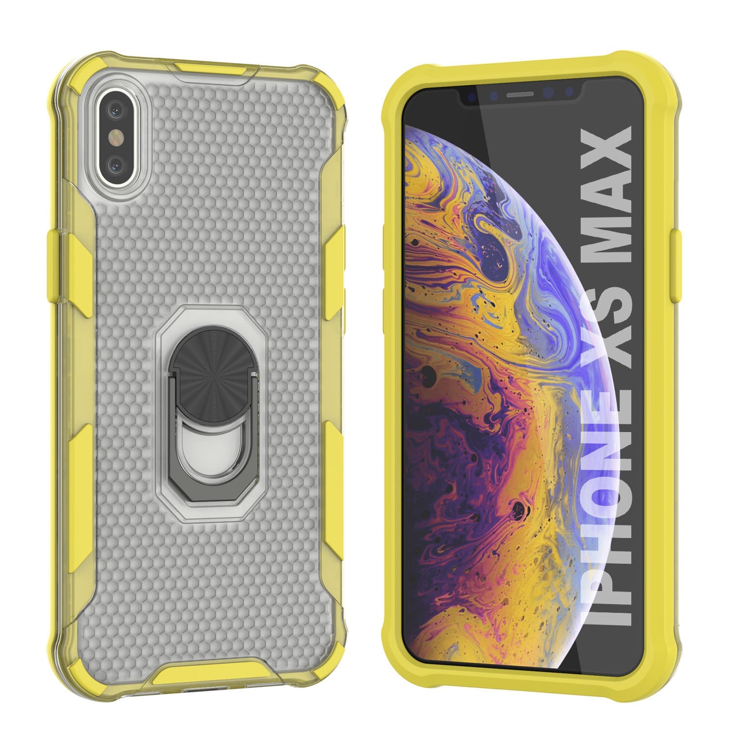 PunkCase for iPhone XS Max Case [Magnetix 2.0 Series] Clear Protective TPU Cover W/Kickstand [Yellow]