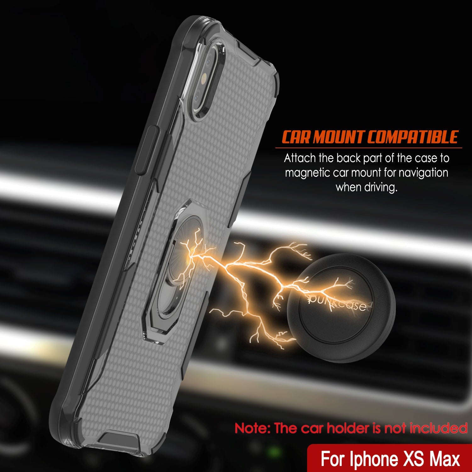 PunkCase for iPhone XS Max Case [Magnetix 2.0 Series] Clear Protective TPU Cover W/Kickstand [Black]
