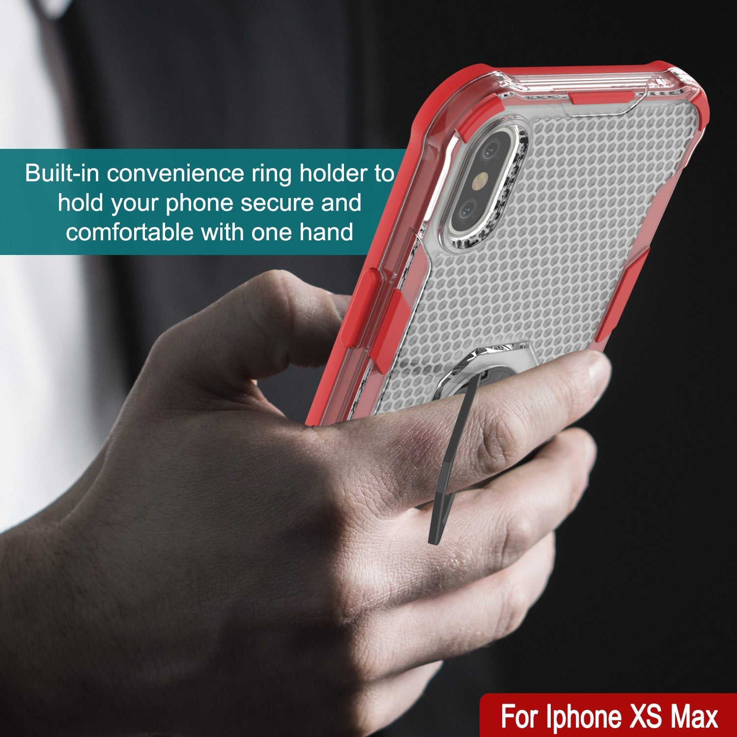 PunkCase for iPhone XS Max Case [Magnetix 2.0 Series] Clear Protective TPU Cover W/Kickstand [Red]