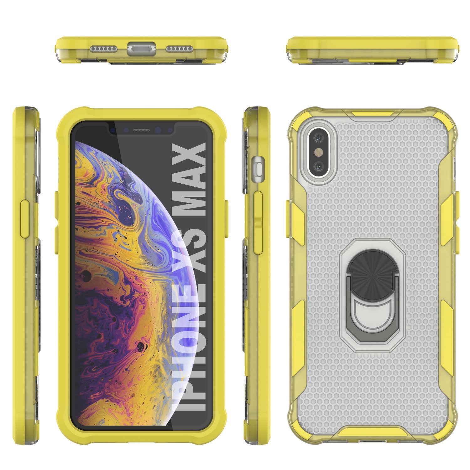 PunkCase for iPhone XS Max Case [Magnetix 2.0 Series] Clear Protective TPU Cover W/Kickstand [Yellow]