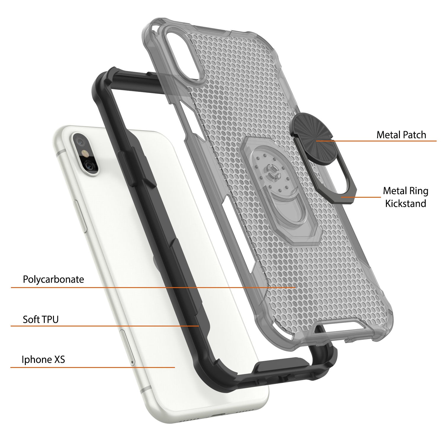 PunkCase for iPhone XS Case [Magnetix 2.0 Series] Clear Protective TPU Cover W/Kickstand [Black]