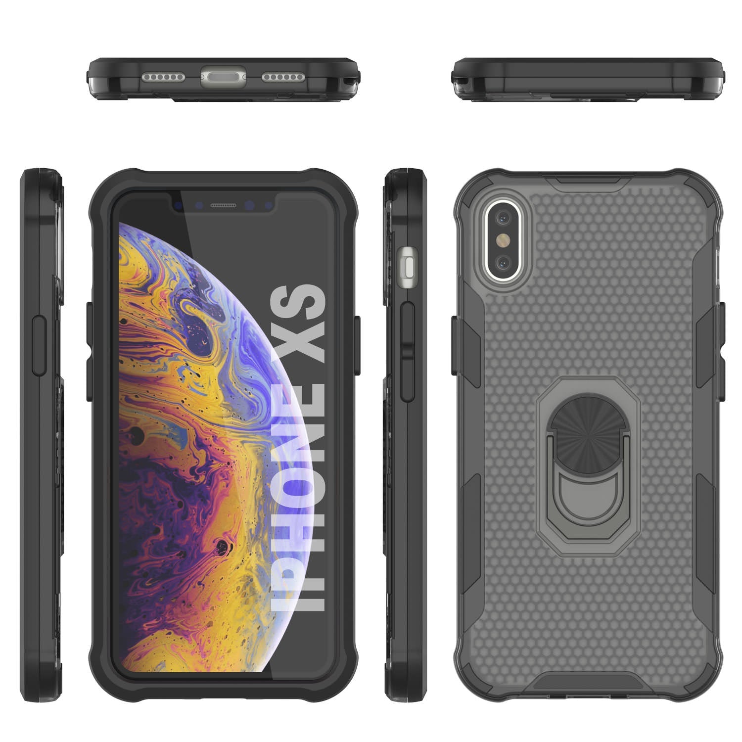 PunkCase for iPhone XS Case [Magnetix 2.0 Series] Clear Protective TPU Cover W/Kickstand [Black]