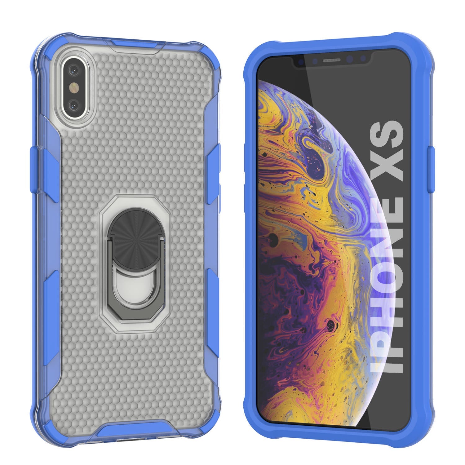 PunkCase for iPhone XS Case [Magnetix 2.0 Series] Clear Protective TPU Cover W/Kickstand [Blue]