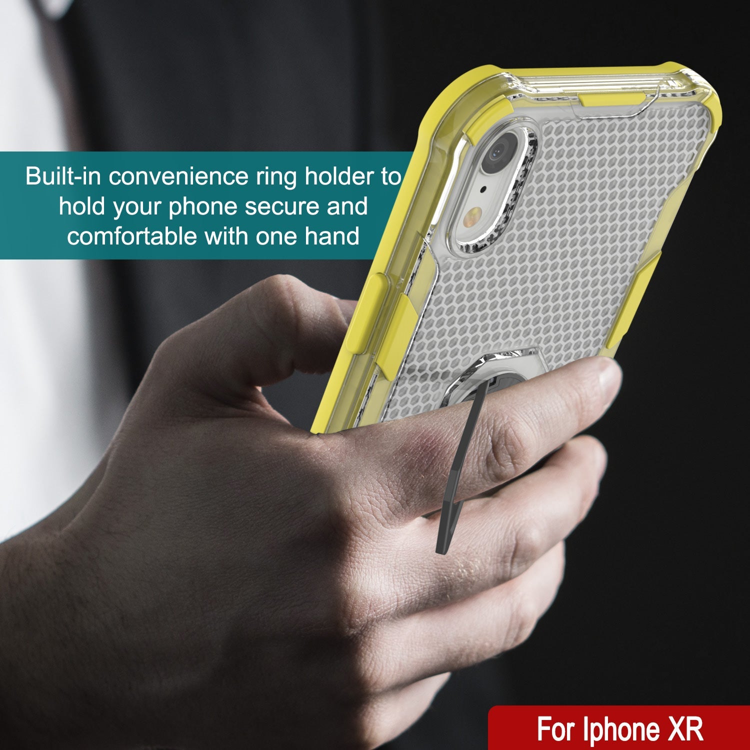 PunkCase for iPhone XR Case [Magnetix 2.0 Series] Clear Protective TPU Cover W/Kickstand [Yellow]