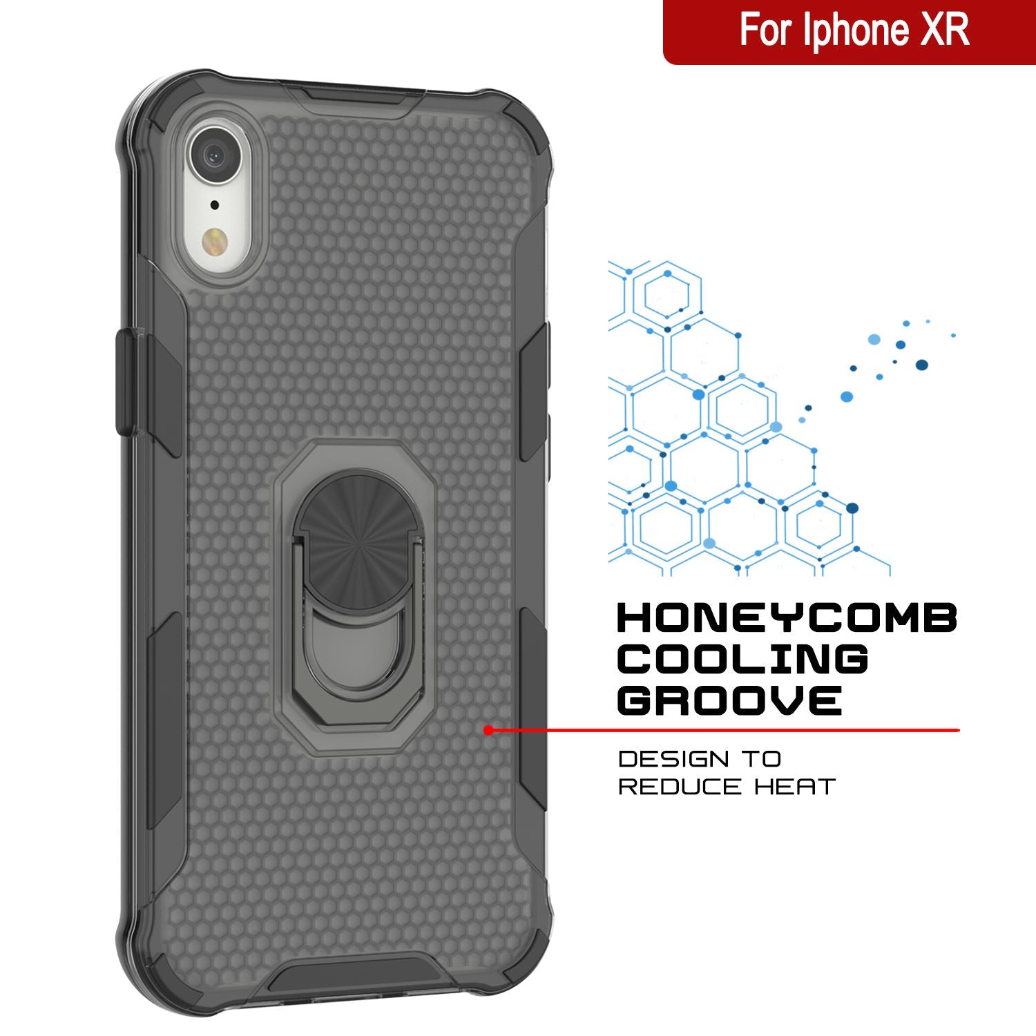 PunkCase for iPhone XR Case [Magnetix 2.0 Series] Clear Protective TPU Cover W/Kickstand [Black]