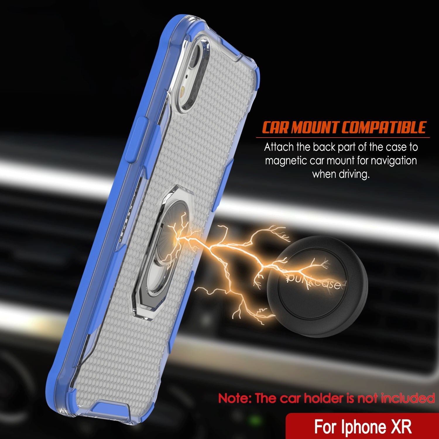 PunkCase for iPhone XR Case [Magnetix 2.0 Series] Clear Protective TPU Cover W/Kickstand [Blue]