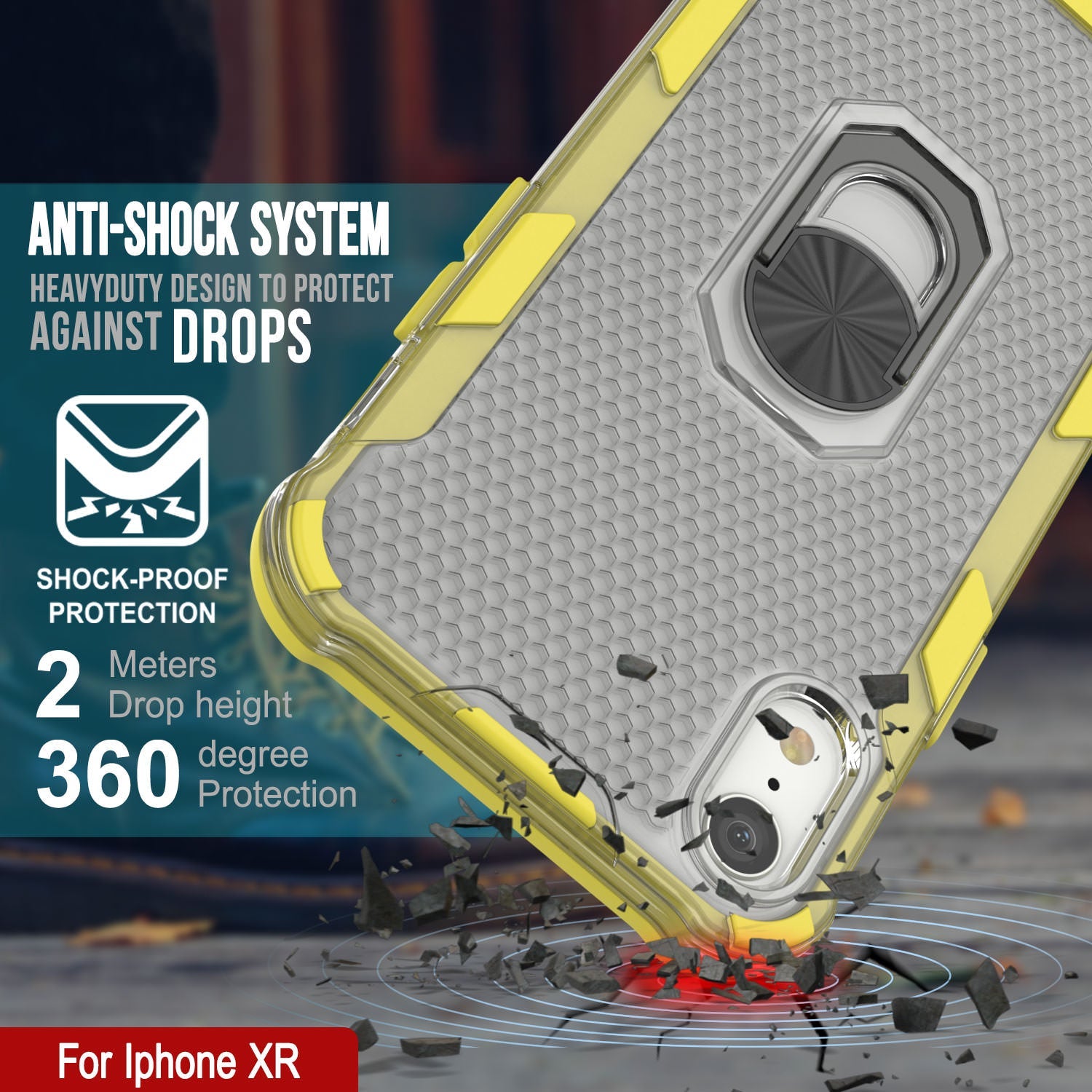 PunkCase for iPhone XR Case [Magnetix 2.0 Series] Clear Protective TPU Cover W/Kickstand [Yellow]