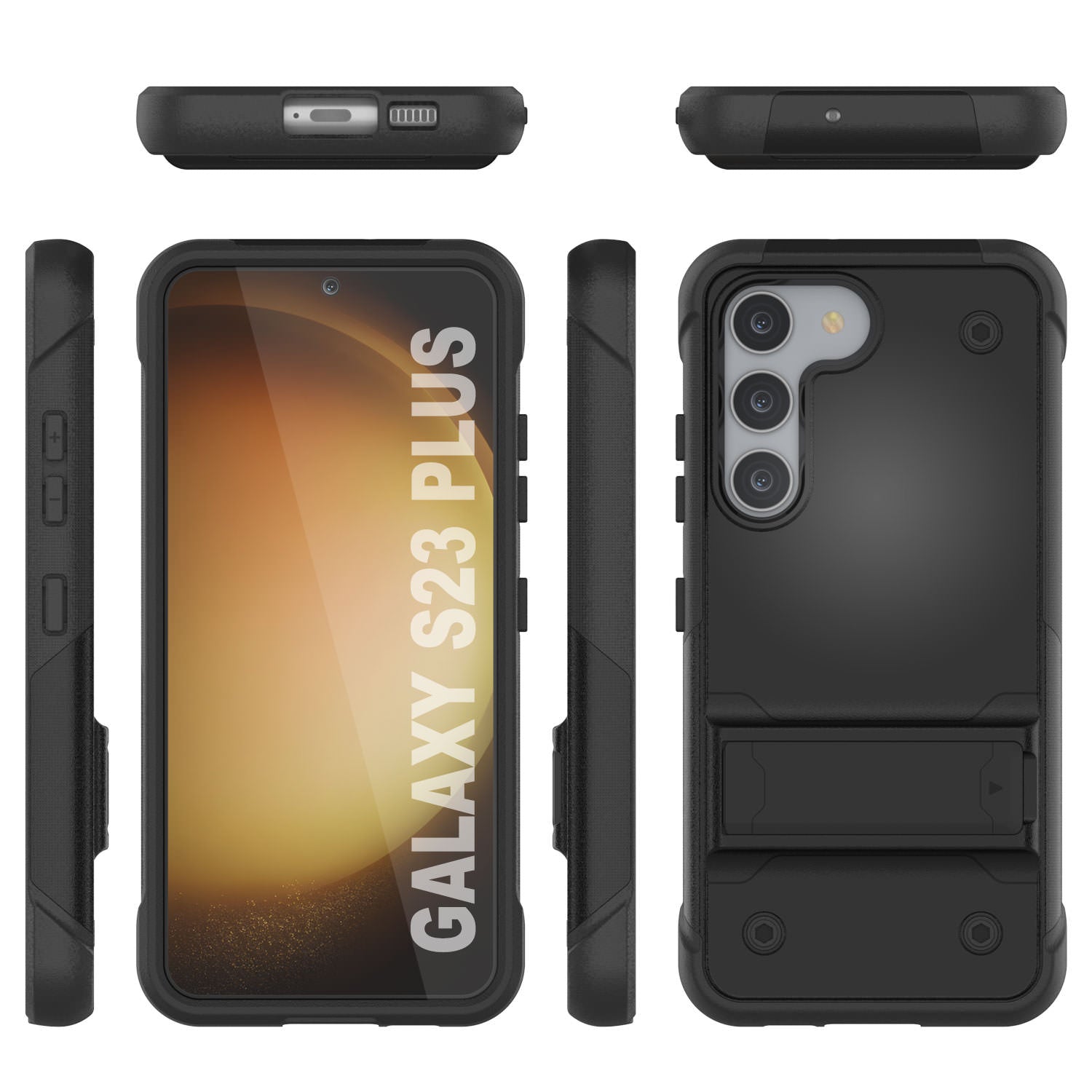 Punkcase Galaxy S24+ Plus Case [Reliance Series] Protective Hybrid Military Grade Cover W/Built-in Kickstand [Black]