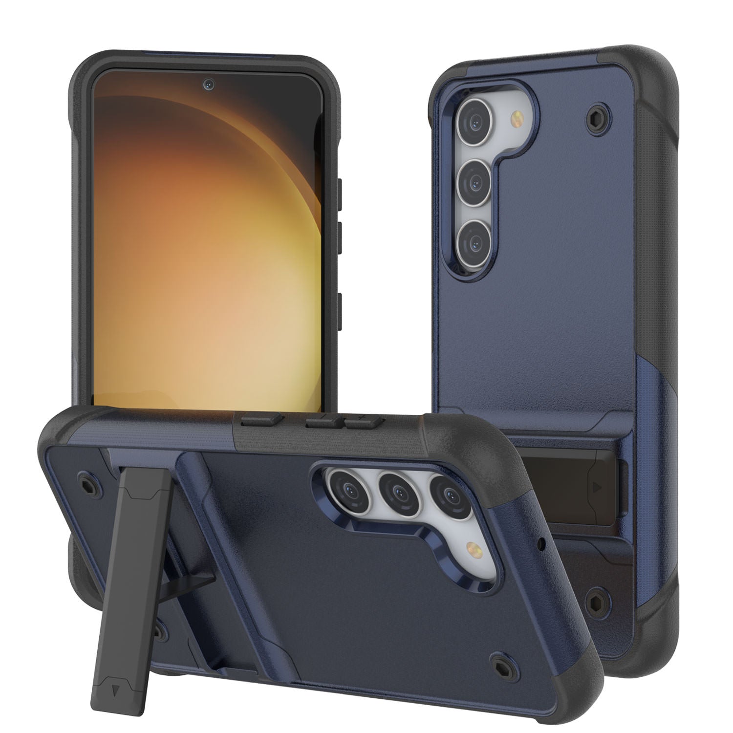 Punkcase Galaxy S24+ Plus Case [Reliance Series] Protective Hybrid Military Grade Cover W/Built-in Kickstand [Navy-Black]