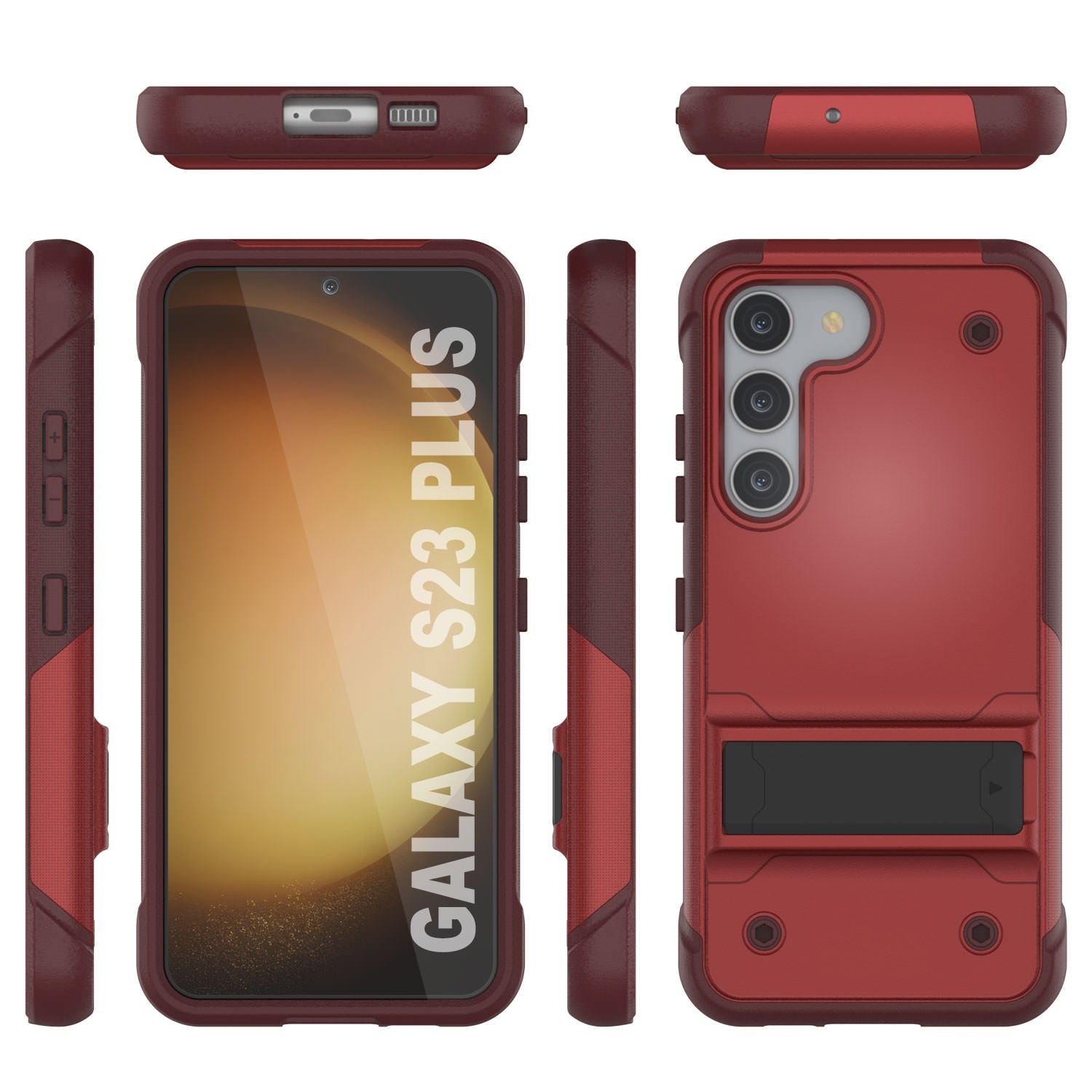 Punkcase Galaxy S24+ Plus Case [Reliance Series] Protective Hybrid Military Grade Cover W/Built-in Kickstand [Red-Rose]