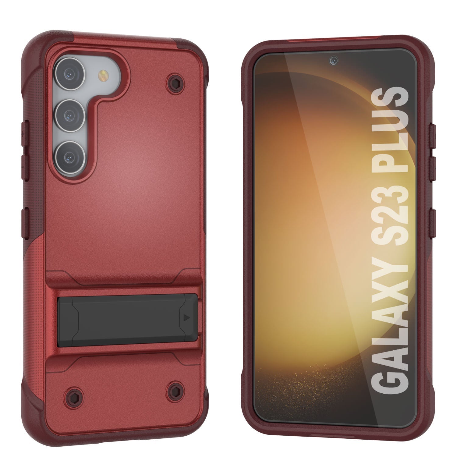 Punkcase Galaxy S24+ Plus Case [Reliance Series] Protective Hybrid Military Grade Cover W/Built-in Kickstand [Red-Rose]