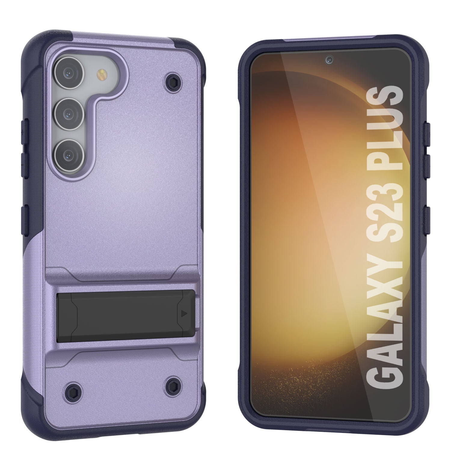 Punkcase Galaxy S23+ Plus Case [Reliance Series] Protective Hybrid Military Grade Cover W/Built-in Kickstand [Purple-Navy]