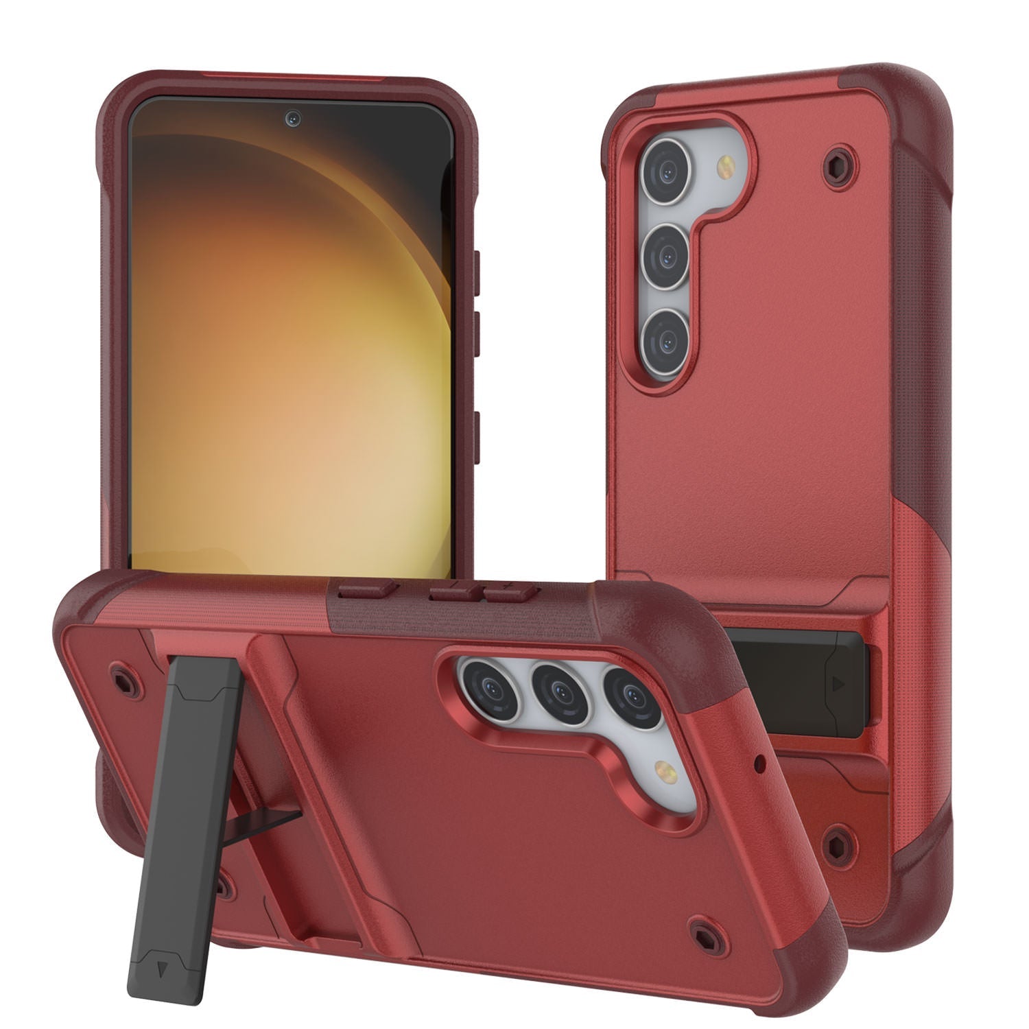 Punkcase Galaxy S24+ Plus Case [Reliance Series] Protective Hybrid Military Grade Cover W/Built-in Kickstand [Red-Rose]