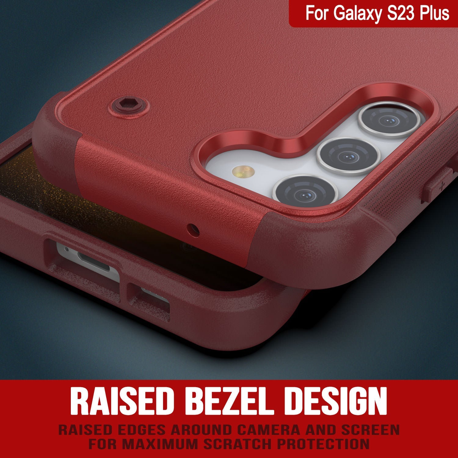 Punkcase Galaxy S23+ Plus Case [Reliance Series] Protective Hybrid Military Grade Cover W/Built-in Kickstand [Red-Rose]
