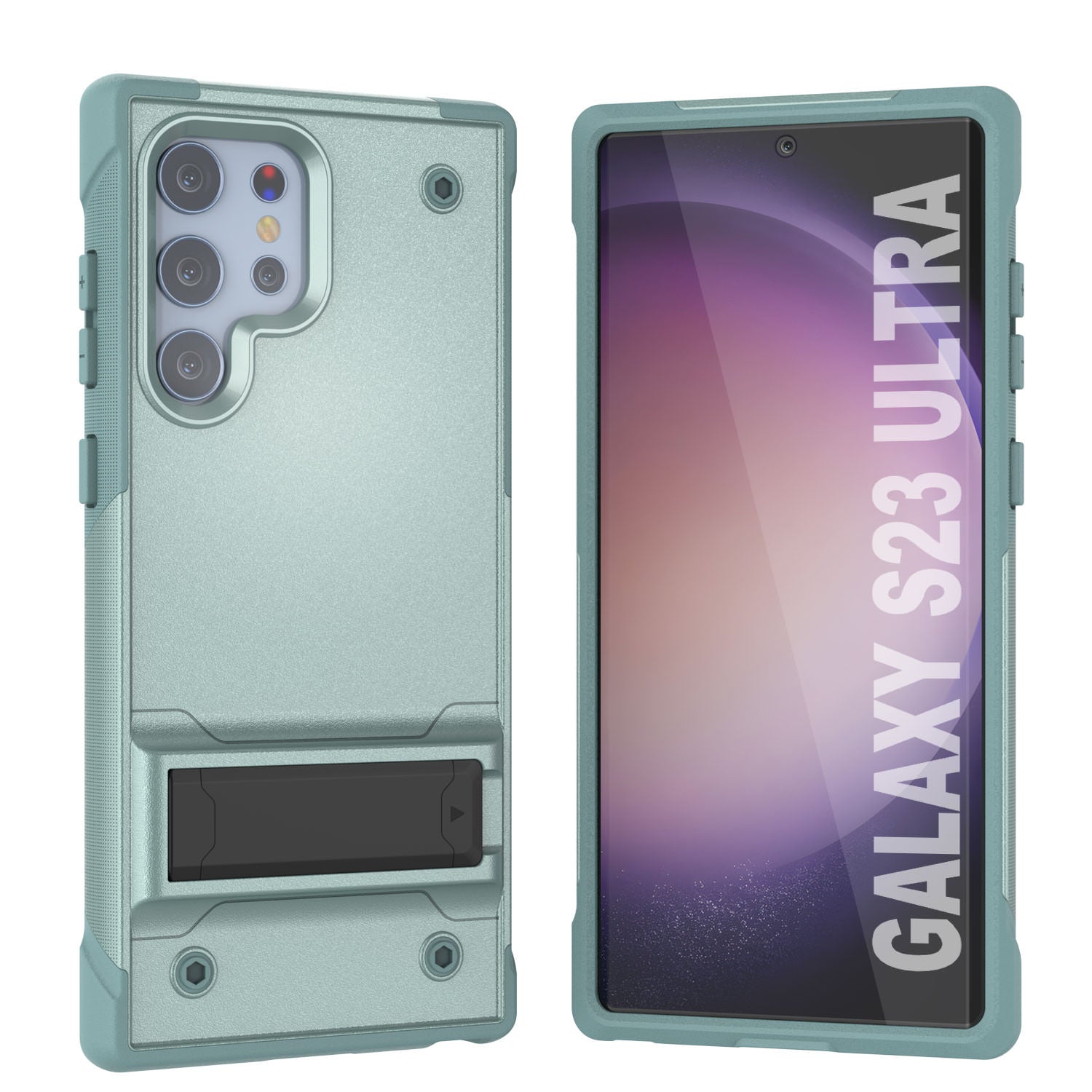 Punkcase Galaxy S23 Ultra Case [Reliance Series] Protective Hybrid Military Grade Cover W/Built-in Kickstand [Green]