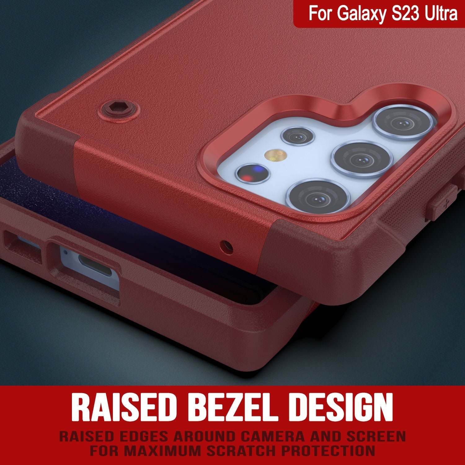 Punkcase Galaxy S24 Ultra Case [Reliance Series] Protective Hybrid Military Grade Cover W/Built-in Kickstand [Red-Rose]