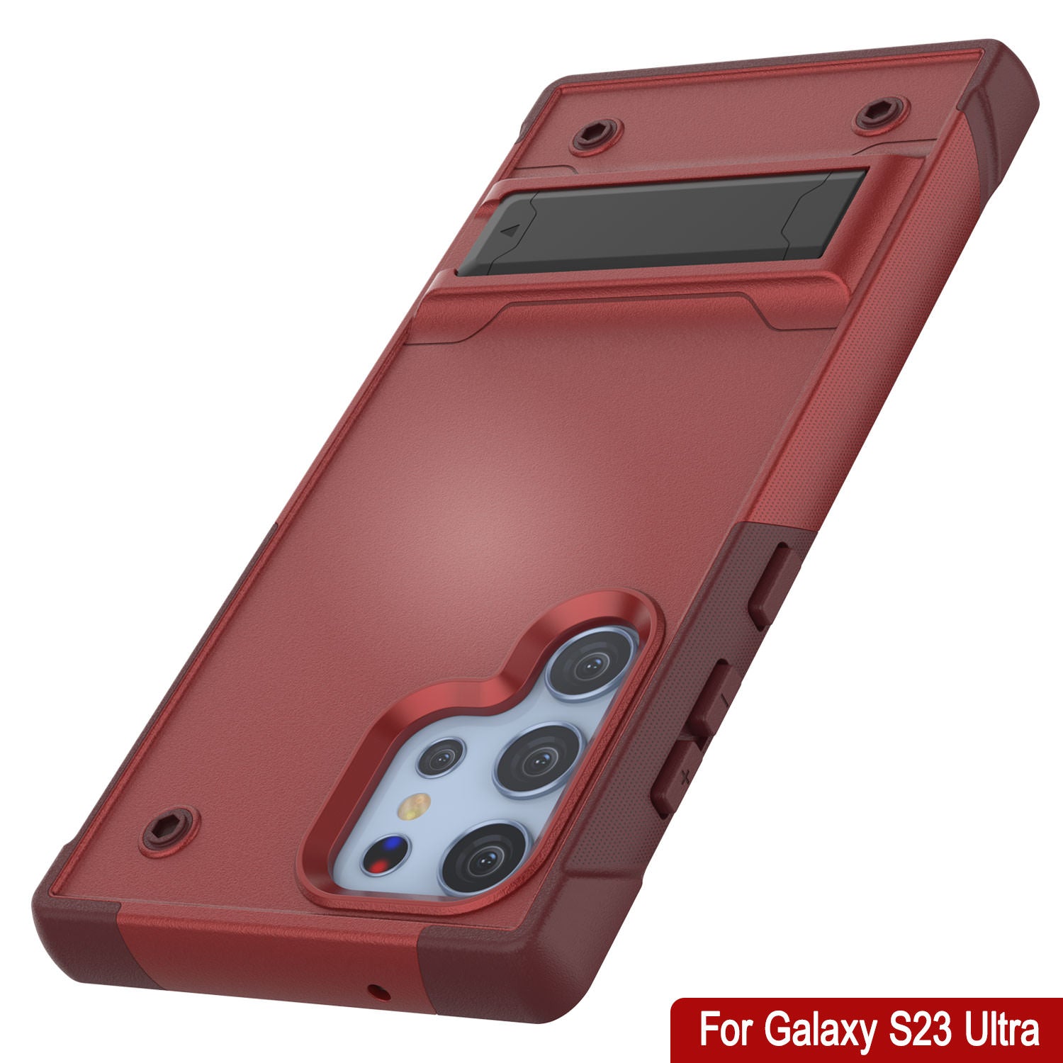 Punkcase Galaxy S23 Ultra Case [Reliance Series] Protective Hybrid Military Grade Cover W/Built-in Kickstand [Red-Rose]